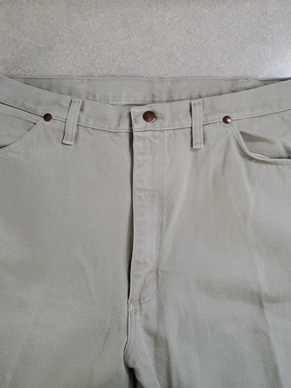 Wrangler Jeans Mens 38x34 936 USA Made Cowboy Slim Tan Beige Western 80s Vintage - Picture 6 of 12